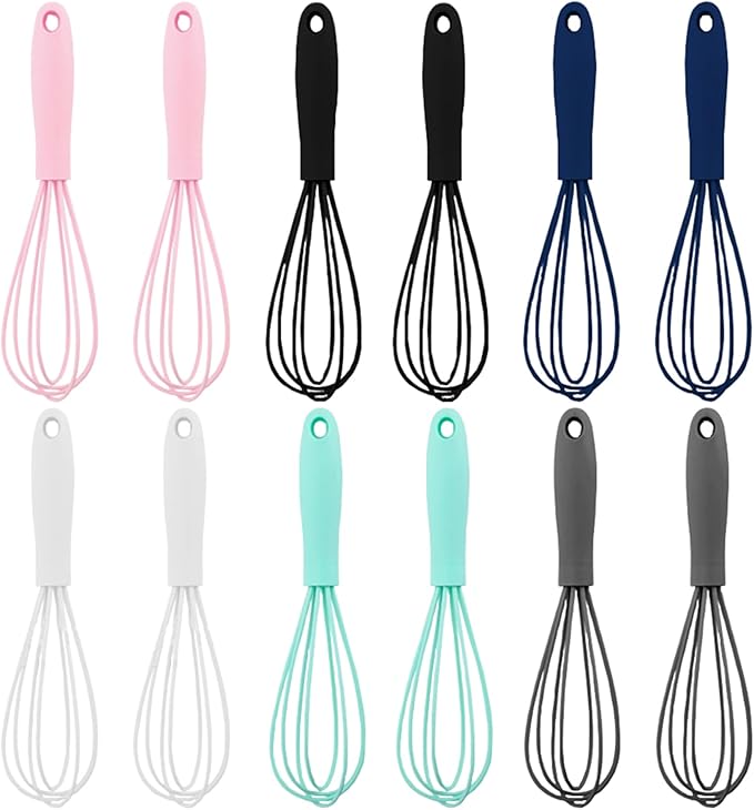 Whisk,6.7in Non Scratch Silicone Whisks,Balloon Egg Beater Perfect For Blending,Whisking,Beating,Frothing Stirring Set Of 12