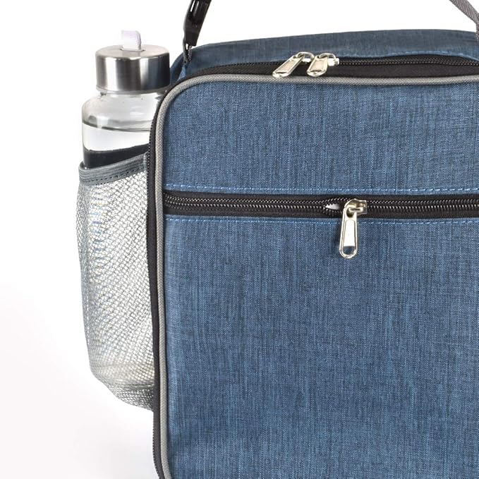 Navy Blue Insulated Lunch Bag, Leakproof Portable Cooler Box with Handle for Men, Women, Boys, Girls, 10.2" L x 4.3" W x 8.6" H