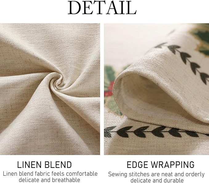 ISAENNE Designer Christmas Linen Extra Long Rectangle Tablecloth,Light Beige Western Table Cloth,Wrinkle Resistant Decor Tablecloths for Dining Thanksgiving Kitchen Christmas,63"*110"-Carol G