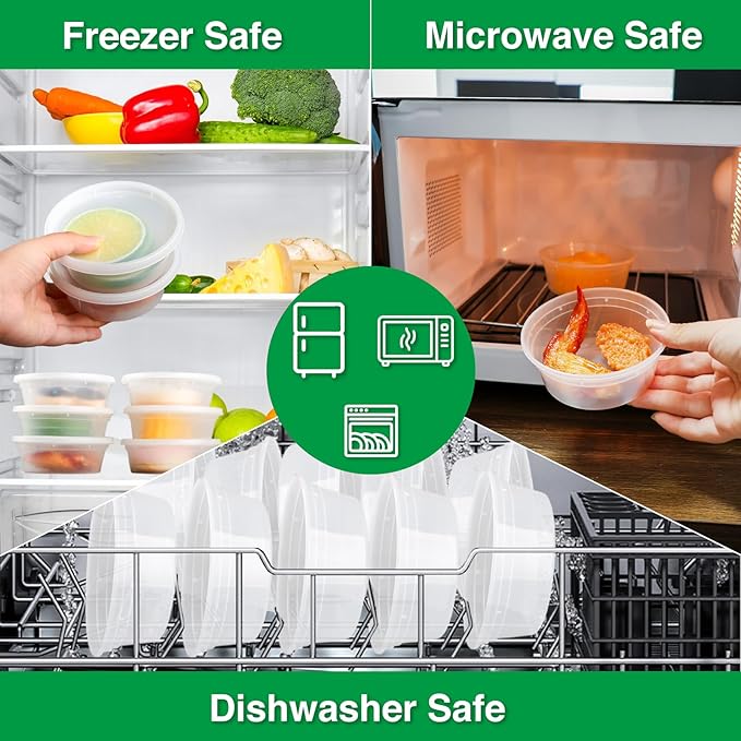 Deli Food Containers with Lids 8 oz-20 Pack Meal Prep Containers Food Storage Containers with Lids Stackable, Leakproof, BPA Free, Microwave Dishwasher Freezer Safe for Takeout Meal