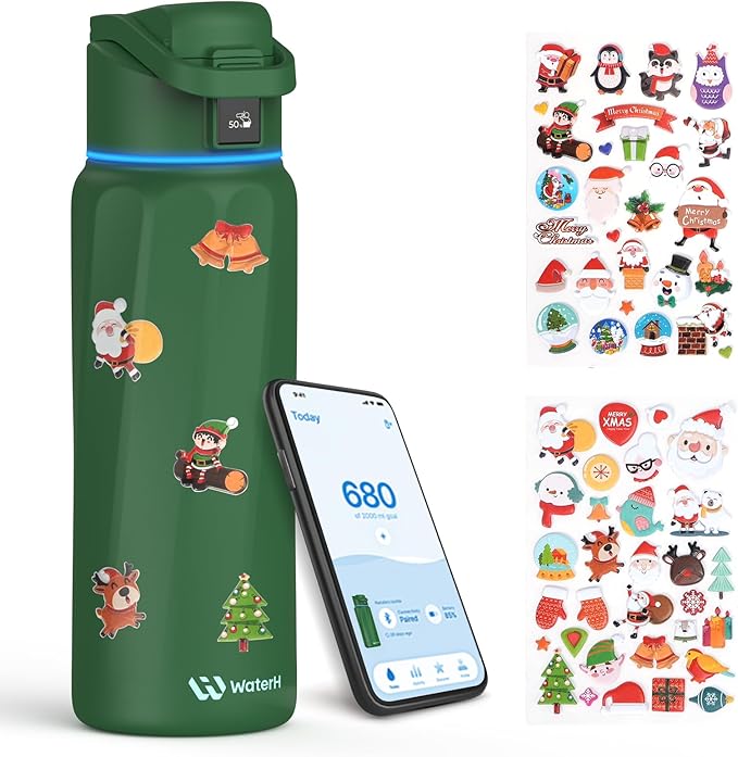 BOOST Smart Water Bottle with Reminder & Tracker, 32oz Vacuum Insulated Bottles Stainless Steel, BPA-Free, Wide Mouth, Ideal Gift for Men, Women, Christmas, Thanksgiving Day, Gym, Office, School