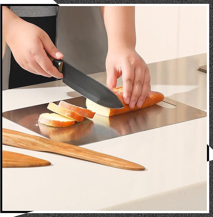 4 Pcs Stainless Steel Cutting Board for Kitchen 304 Steel Chopping Dishwasher Safe Metal Cutting Board Set for Kitchen Meat Fruit Vegetable (15.4''x11'',13.4"x9",11.8"x7.9",9.5"x6")