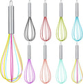 Domensi 8 Pcs 12 Inch Whisks Bulk for Cooking Silicone Whisks Non Scratch Stainless Steel Hand Coated Metal Heat Resistant Egg Beaters for Classroom Cook Party Favor Gift Supplies