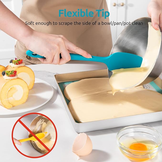 U-Taste Silicone Spoon Spatula Set, 600ºF High Heat Resistant Food Grade Flexible Rubber Scraper, Cooking Mixing Baking Kitchen Utensils Set of 3 (Marrs Green)