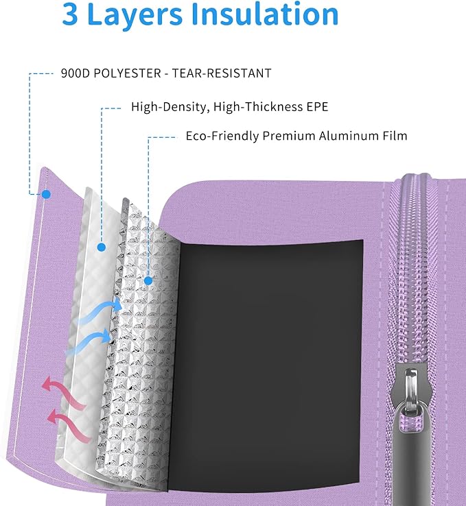 DALINDA Lunch Bag Lunch Box for Women Men Reusable Insulated Lunch Bags for Adults,Leakproof Cute Cooler Lunch Tote Bag, Large Capacity for Work Travel Picnic,Purple