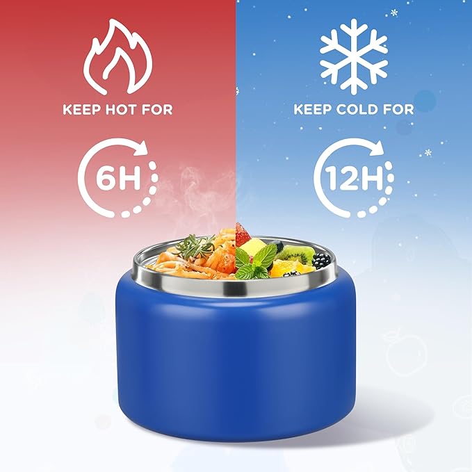 MAISON HUIS 8oz Soup Thermo Wide Mouth Vacuum Insulated Thermo Food Jar, Leak Proof Stainless Steel Thermo for Hot&Cold Food Kids Food Lunch Soup Container for School Travel