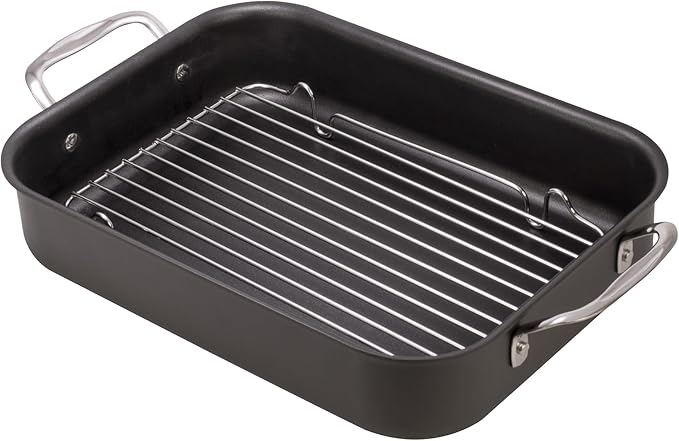 HIC Kitchen Roasting Baking Broiler Rack, Chrome-Plated Steel, Holds Smaller Food Securely, 12 x 7.75 x 1.5-Inches