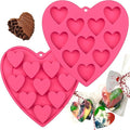 Heart Shaped Cake Pans for Baking, Large 2 Inches Heart Molds, 10 Cavities Suitable for Ice Cube Mold, Chocolate Mold, Valentines Silicone Molds (2, Pink)
