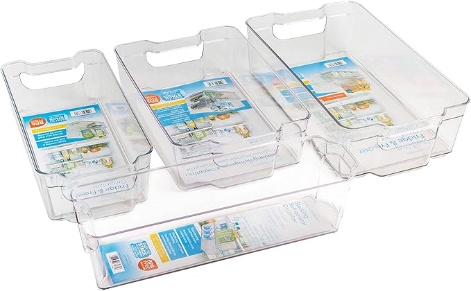 Dial Industries, Inc.Fridge, Kitchen Pantry Stackable Organizer Bins, Set of 4, Assorted Sizes