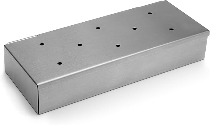 THORIUM BBQ Smoker Box | Charcoal Gas Grill Smoker Box for Meat Smoking | Add Delicious Barbecue Flavor to Your Meats | Durable Stainless Steel Hinged Lid | Includes Corn Needle Grilling Accessories