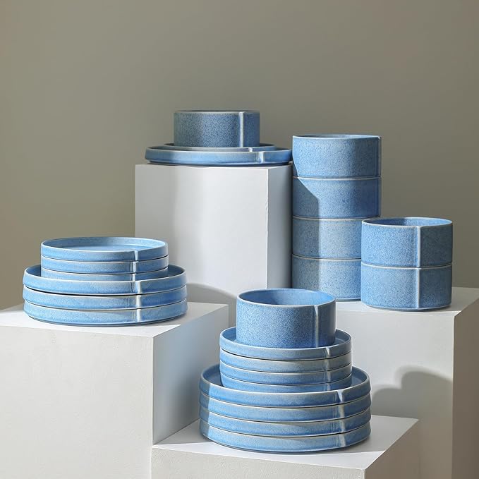 Stone Lain Bao 24-Piece Dinnerware Set Stoneware, Blue