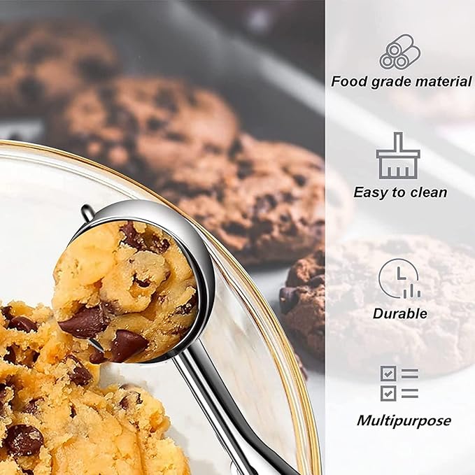 Cookie Scoop, Ice Cream Scoop, Medium Cookie Scoops for Baking, 18/8 Stainless Steel Cookie Scooper for Baking, Ice Cream Scooper with Trigger Release, Cookie Dough Scoop with Non-slip Grip (M)……