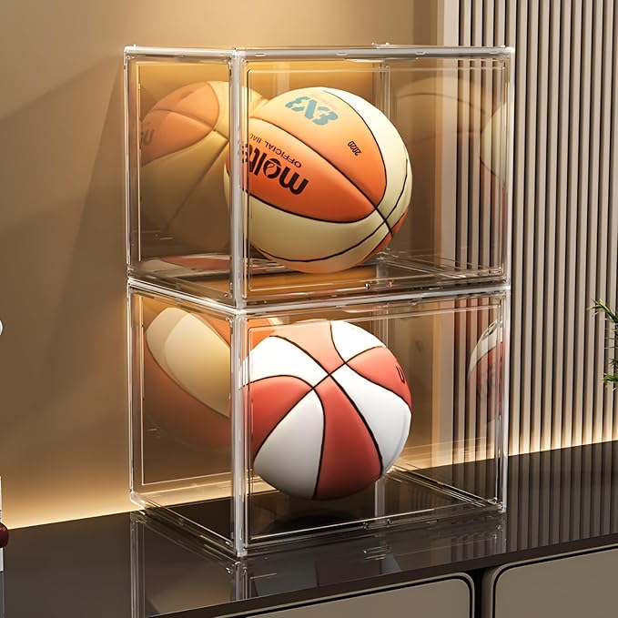 Clear Stackable Plastic Storage Bins with Lid, Dustproof Display Cases, Extra Large Figures Collectibles Showcase, Boot & Shoe Boxes, Helmet Protection Organizer (Clear-XL-3 Pack)