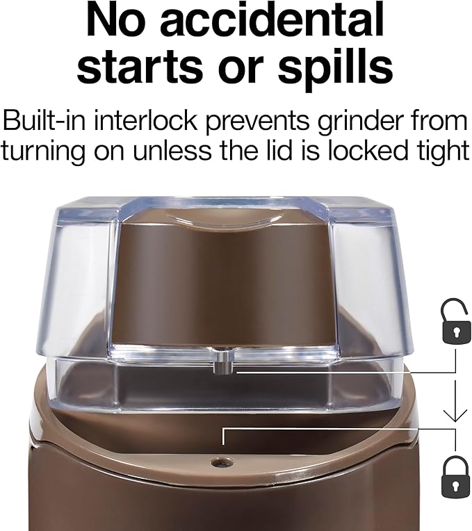 Proctor Silex Electric Coffee Grinder for Beans, Spices and More, Stainless Steel Blades, 12 Cups, Brown