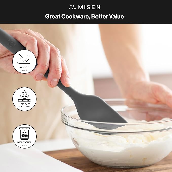Misen Spatulas - Stainless Steel Fish Spatula and Nonstick-Safe Silicone Spatuala - Gray