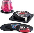Valdivia Funny Retro Vinyl Record Coasters with Player, 6PCS Rock Coasters for Drinks, Cool Home Decor for Housewarming Gifts, Music Lovers Gifts, Birthday Gifts for Men and White Elephant Gifts Ideas