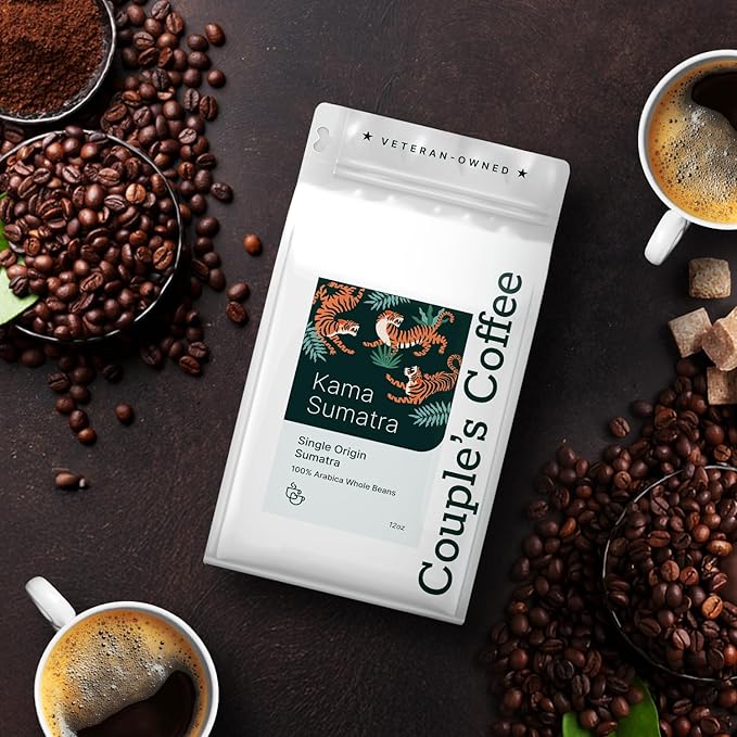 Couple’s Coffee Whole Bean Coffee | Single Origin Sumatra Dark Roast Coffee | Gives Back to Military Families | Made with 100% Arabica Beans | 12oz