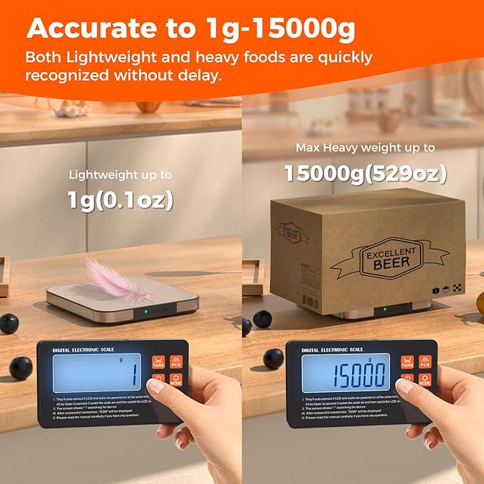 Food Kitchen Scale - TRUDIN Digital Food Weight Grams and Oz,USB Charging,Max.22lb/10kg,1g/0.05oz Accuracy,5 Units with Large Backlit LCD,Waterproof Easy-Clean (Light Silver)