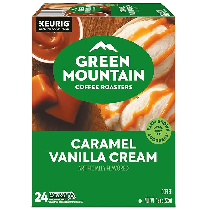 Green Mountain Coffee Roasters Caramel Vanilla Cream Coffee, Keurig Single-Serve K-Cup pods, Light Roast, 96 Count