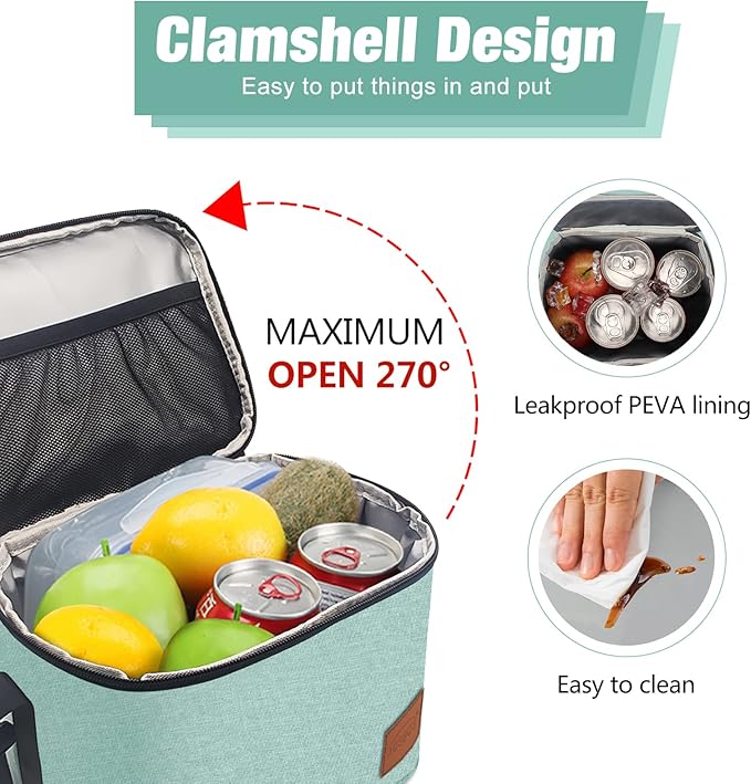 Aosbos Insulated Lunch Bag for Women Men Leakproof Lunch Box Reusable Lunch Cooler Bags Soft Lunch Tote Lunch Pail Adult Thermal Lunchbox Meal Prep Container Boxes for Work Office Outdoor