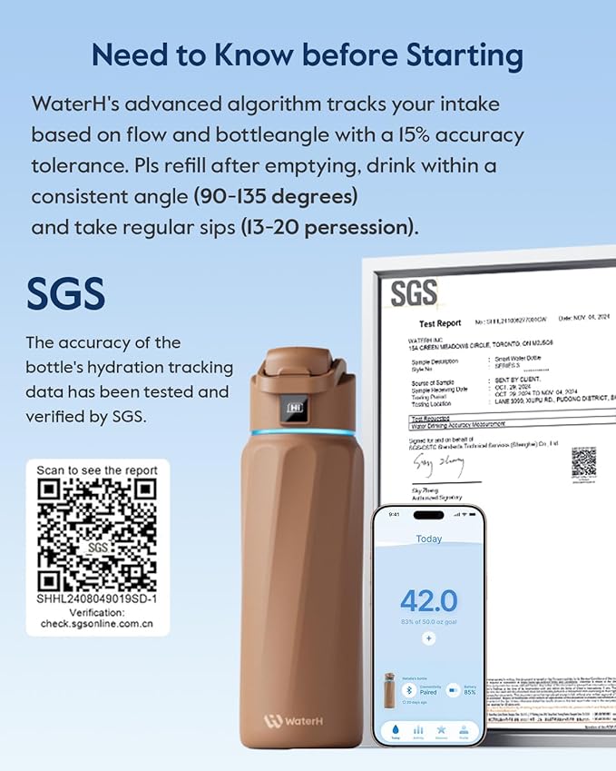 BOOST Smart Water Bottle with Reminder & Tracker, Double Wall Vacuum Insulated Bottles Stainless Steel, 32oz BPA-Free Wide Mouth for Gym, Office, School, Ideal Gift for Christmas, Thanksgiving Day