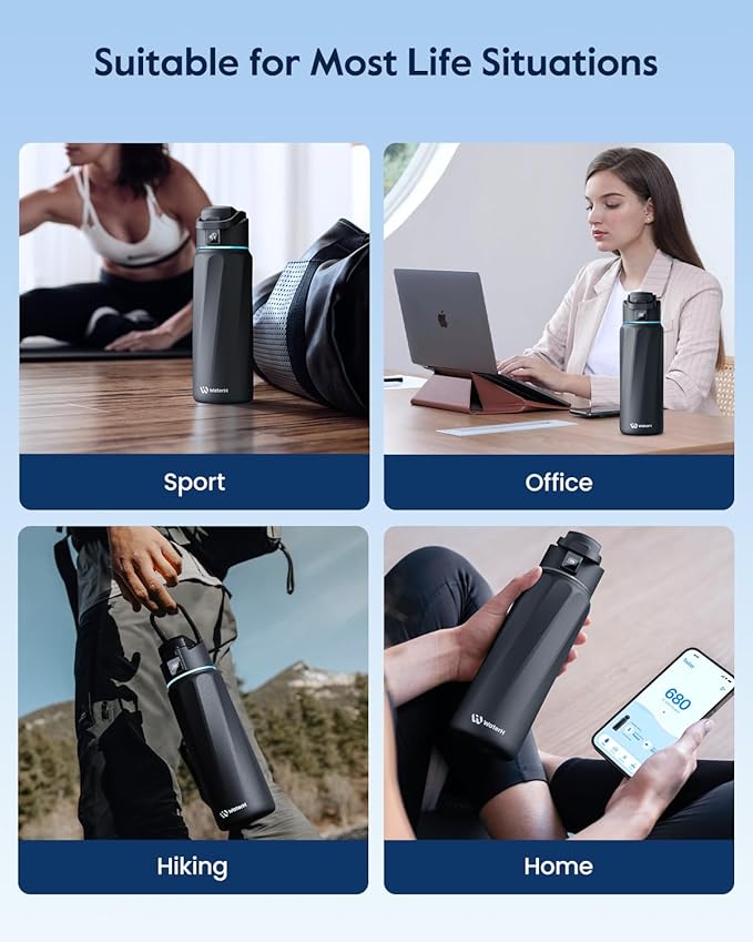 BOOST Smart Water Bottle with Reminder & Tracker, Double Wall Vacuum Insulated Bottles Stainless Steel, 32oz BPA-Free Wide Mouth for Gym, Office, School, Ideal Gift for Christmas, Halloween, New Year