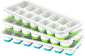 Ice Cube Tray with Lid, 3 Pack 42 Cubes Durable Stackable Ice Cube Trays for Freezer with Removable Lids, Easy-Release Plastic & Silicone Ice Tray for Cocktail, Coffee