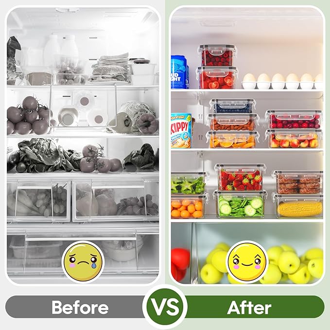 36-Piece Food Storage Containers with Lids(18 Container & 18 Lid), Plastic Food Containers for Pantry & Kitchen Storage and Organization, BPA-Free, Leak Proof, Reusable with Labels & Pen
