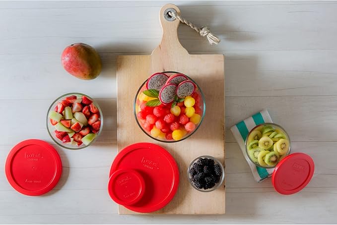Pyrex Simply Store 2-Cup Single Glass Food Storage Container with Lid, Non-Pourous Glass Round Meal Prep Container with Lid, BPA-Free Lid, Dishwasher, Microwave, Oven and Freezer Safe