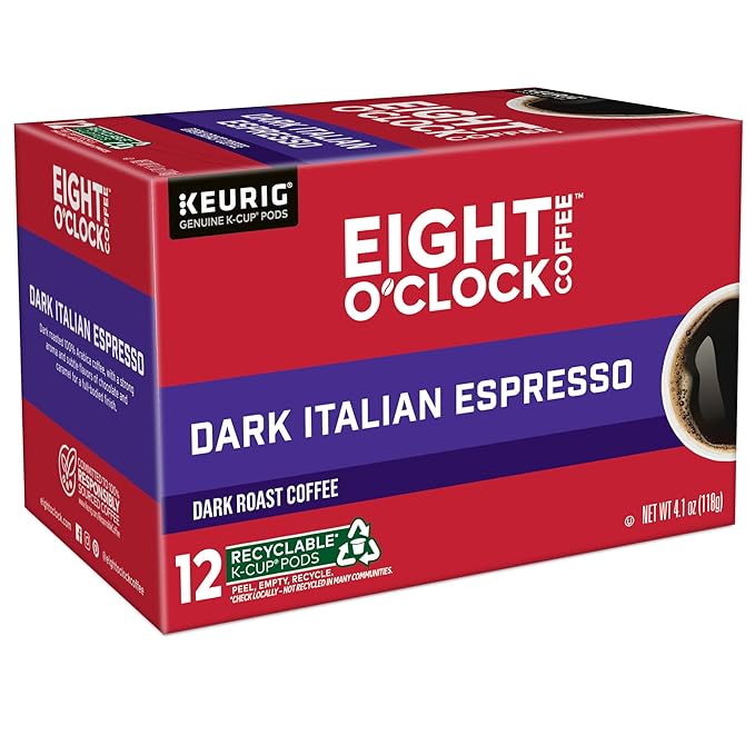 Eight O'Clock Coffee Dark Italian Roast Keurig Single-Serve K-Cup Pods, Dark Roast Coffee, 72 Count