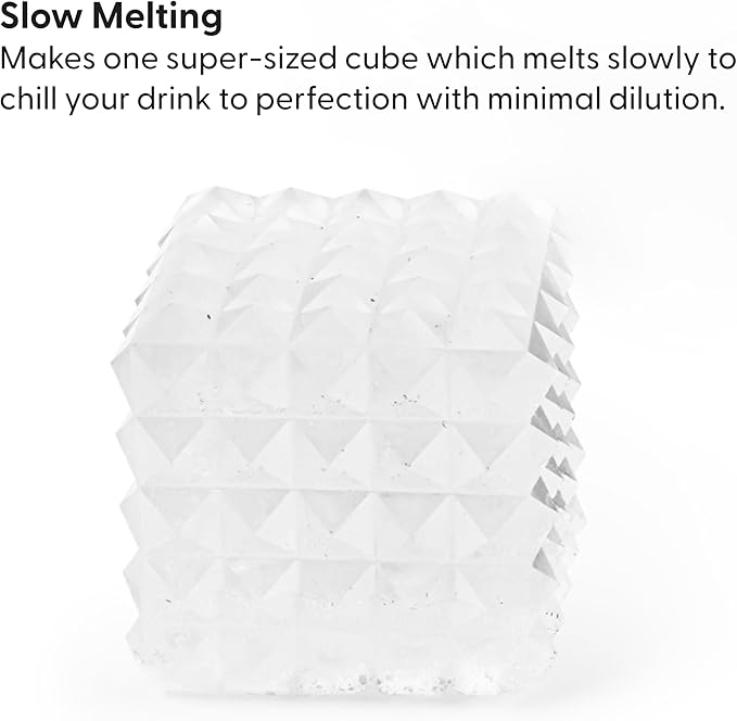 W&P Prism Single Ice Mold, Perfect Etched Large Cube, Slow Melting for Whiskey and Cocktails, Food Grade Premium Silicone, Dishwasher Safe, BPA Free