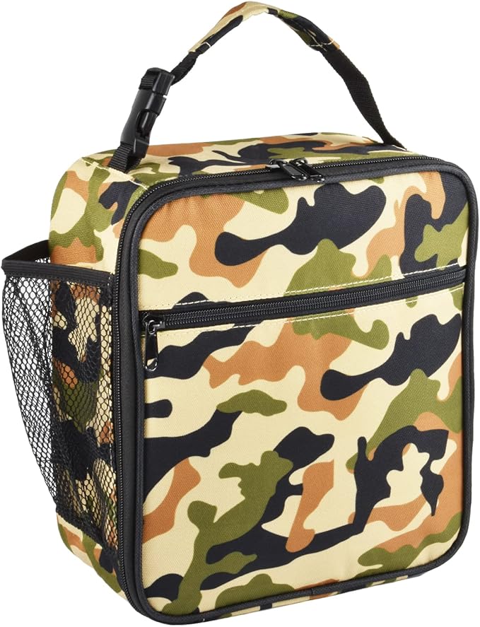 Insulated Lunch Bag, Leakproof Portable Lunch Box for Women Men Boys Girls, Large Capacity Cooler Bag for Office School Camping Hiking Outdoor Beach Picnic (Camo Brown)
