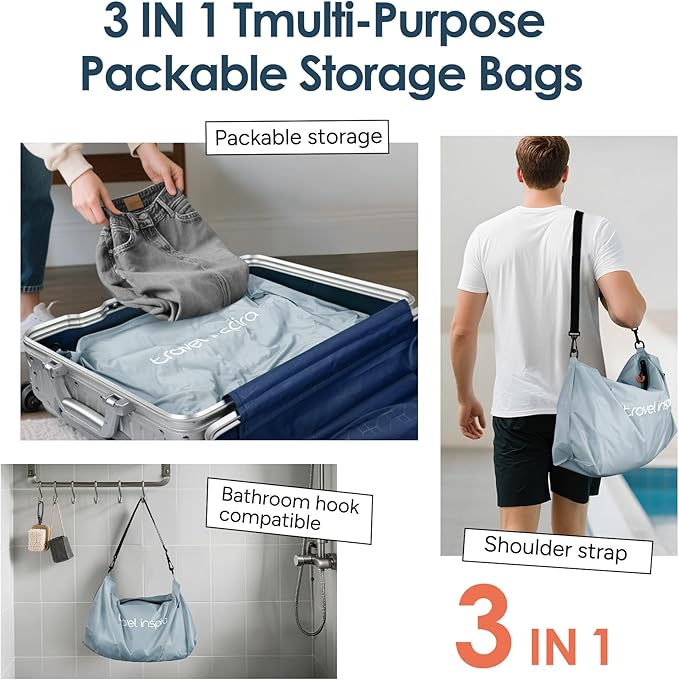 Vacuum Bags for Travel Luggage, Reusable Compression Bags for Carry On Suitcases and Backpack, Vacuum Seal Packing Cube for Cloth (1PC No Pump)