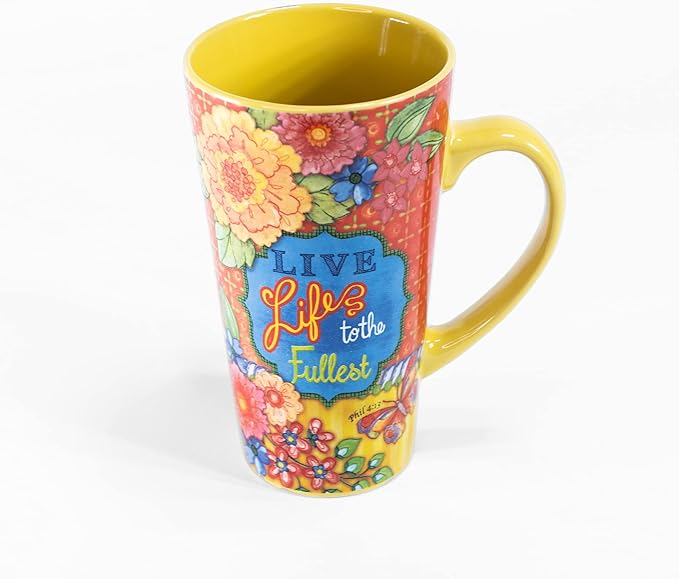 Divinity Boutique Inspirational Stoneware Mug, Live Life, Multicolor