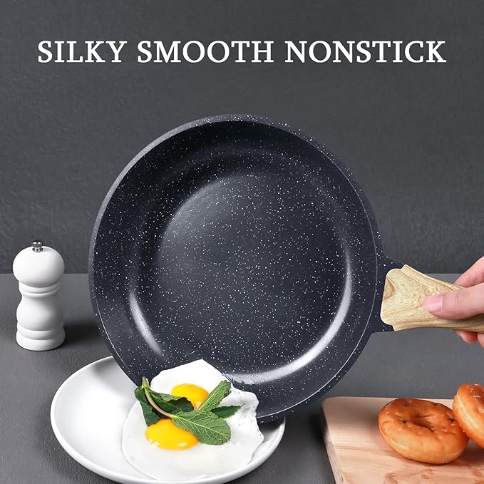 GiPP Ceramic Nonstick Frying Pan with Lid - 12 Inch Healthy Non-Toxic Non Stick Skillet Omelette Pans, Induction Compatible Chef Pan, PFAS & PFOA-Free, Dishwasher Safe, Stay Cool Handles