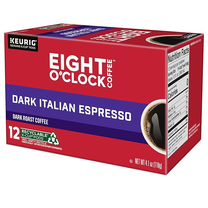 Eight O'Clock Coffee Dark Italian Roast Keurig Single-Serve K-Cup Pods, Dark Roast Coffee, 72 Count