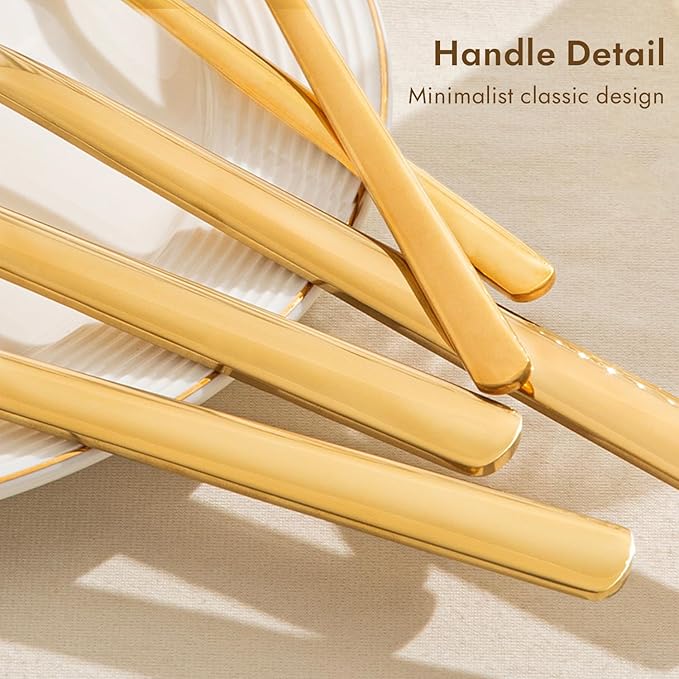 KINGSTONE Large Hostess Gold Serving Utensils Set, Heavy Duty 18/10 Stainless Steel - 10 inch Serving Spoons, Slotted Spoons, Forks, Tongs, Cake Pie Server for Buffet, Wedding, Party