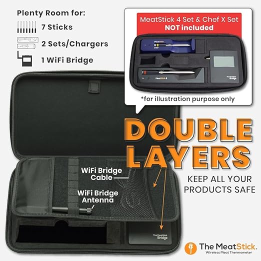 WiFi Travel Pack | WiFi Bridge + Carrying Case Pro | Unlimited Wireless Range Device and Portable Protector for All MeatStick Wireless Meat Thermometers