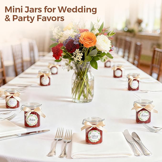 ComSaf 8oz Small Airtight Glass Jars Set of 6 with Lid Food Storage Jar Round, Mini Storage Container with Clear Preserving Seal Wire Clip Fastening for Kitchen Canning, Jam, Spice, Honey, Mason Jars