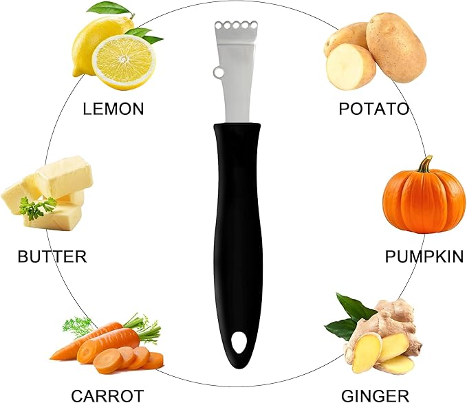 Channel Knife Lemon Peeler Zester-Garnish for Cocktail Mixers- Triangular, V-Shaped Stainless Steel Professional Grade Bar Tool-Fruit Peeler Zester (Peeler B)