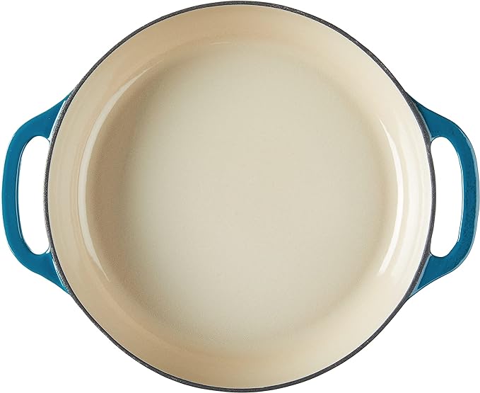 Lodge 3.6 Quart Enameled Cast Iron Casserole with Lid – Dual Handles – Oven Safe up to 500° F or on Stovetop - Use to Marinate, Cook, Bake, Refrigerate and Serve – Cornflower Blue