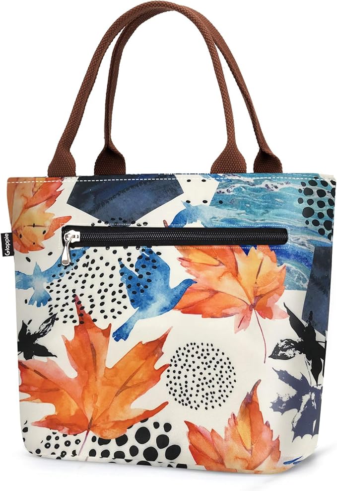 Gloppie Insulated Lunch Tote for Women | 9L Leakproof Cooler Bag with Maple Leaf Design | Thermal Work Lunch Bag for Office, Picnic & Gym