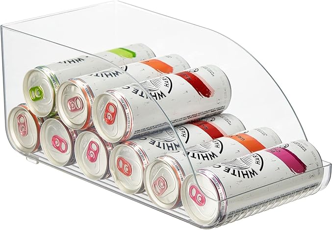mDesign Compact Plastic Kitchen and Pantry Storage Organizer Bin for Tall Skinny Soda/Pop Cans - Kitchen, Pantry, Refrigerator - Clear