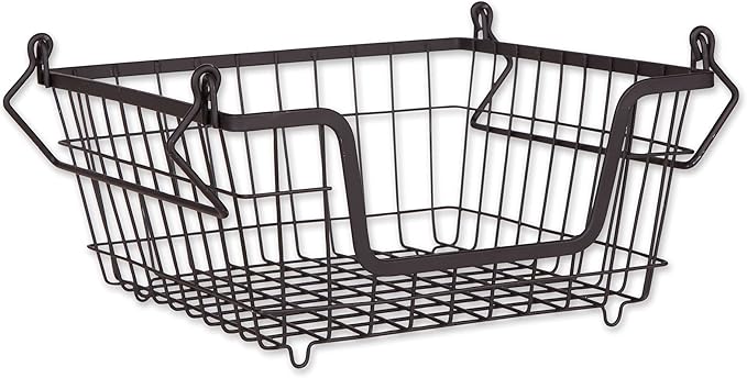 DII Metal Wire Mesh Stackable Utility Storage Bin, Small, 11x11x6, Black