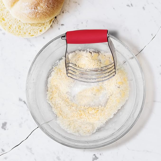 ALLTOP Pastry Blender Cutter,Stainless Steel Dough Masher for Butter, Biscuit,Baking, Kneading,Dough, Flakier and Fluffier Pie Crusts, Almond - Hand Kitchen Tool(1 Pack, Red)