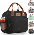 Buringer HOMESPON Lunch Bag for Woman Man Adults with Front Pocket Insulated Lunch Tote Lunch Box Container for Work Picnic or Travel (Black with Side Pockets)