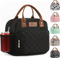 HOMESPON Lunch Bag for Woman Man Adults with Front Pocket Insulated Lunch Tote Lunch Box Container for Work Picnic or Travel(Black Side Pockets)