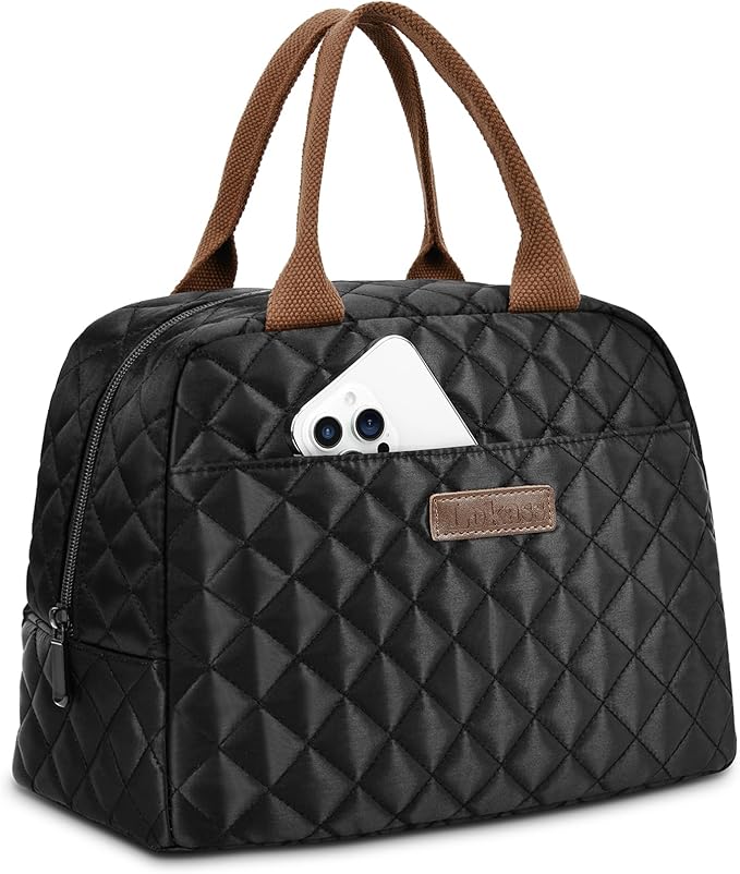 LOKASS Lunch Bag for Women/Men-Insulated Adults Lunch Box with Front Pocket- Small Cute Lunch Tote for Work-Reusable Cooler Bag for Office Picnic Beach or Travel