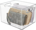 mDesign Plastic Storage Closet Organizer Bin, Container Bin for Entryway, Hallway, Bedroom, Linen, and Coat Closet - Organization for Clothing, Blankets, Toys, and Accessories, Ligne Collection, Clear