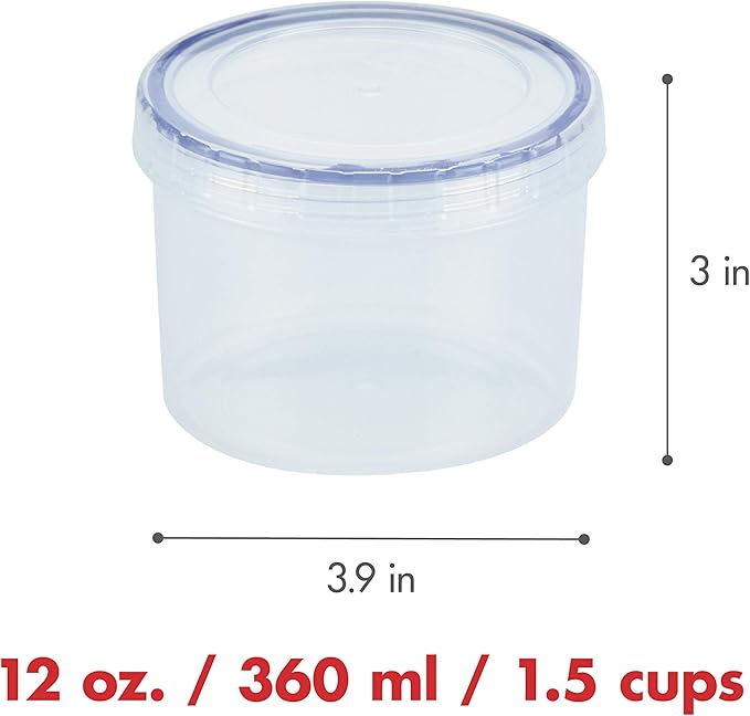 LocknLock Easy Essentials Twist Food Storage lids/Airtight containers, BPA Free, Short-12 oz-for Coffee, Clear